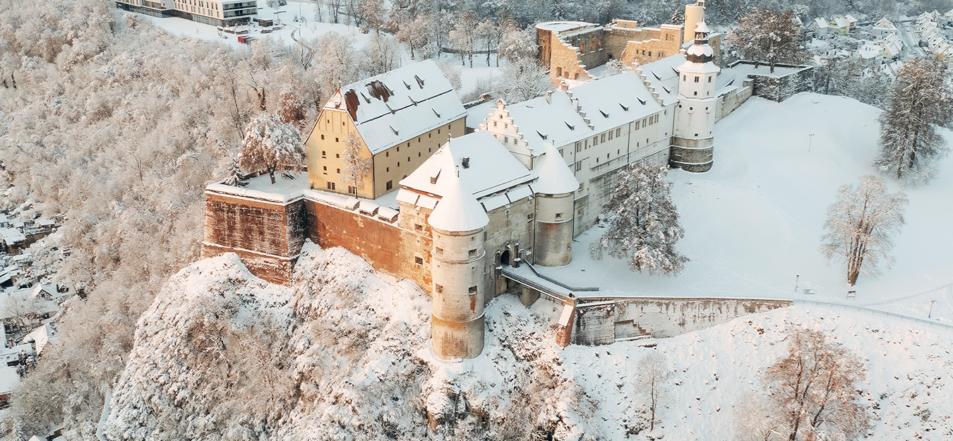 Schlossberg Heidenheim im Winter schneebedeckt